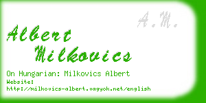 albert milkovics business card